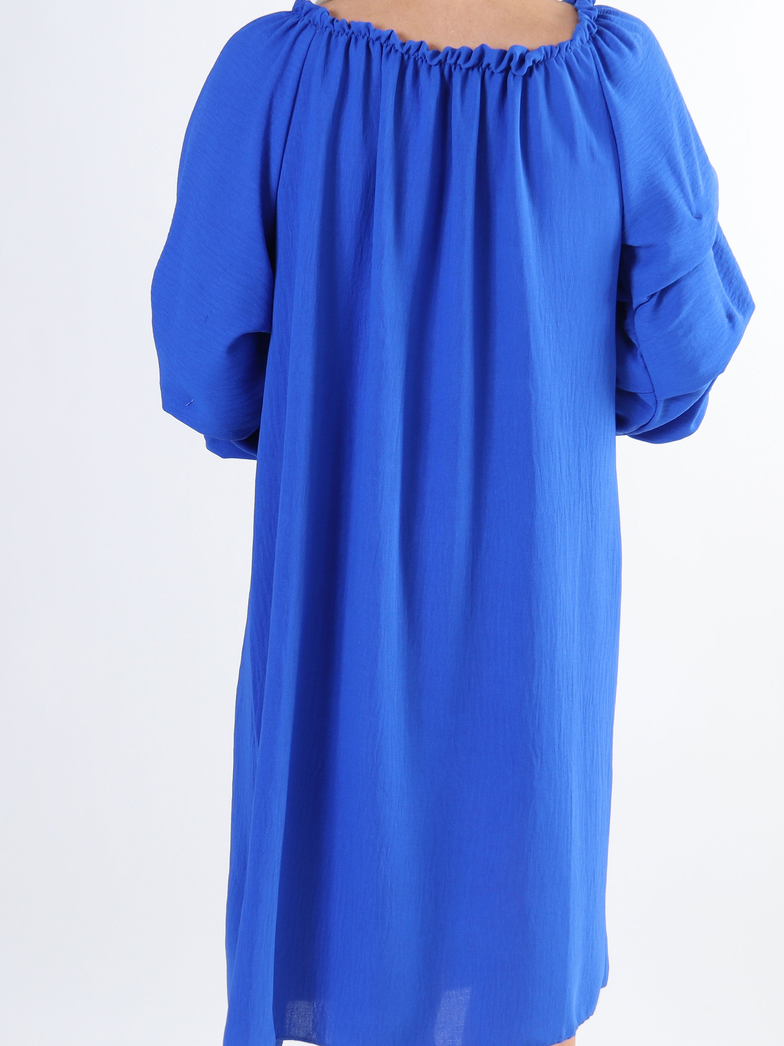 Joanna - Plus size kjole i viskose med rynk på ærmerne